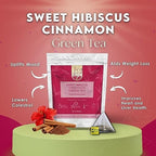 Tealeaf & Co. Sweet Hibiscus Cinnamon Green Tea with Hibiscus, Cinnamon, Stevia & Clove - Green Tea Bags with Fresh Herbs and Spices (Low Caffeine) - 100 Teabags