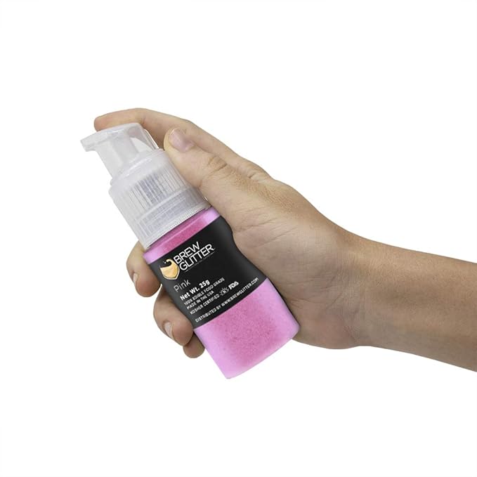 Brew Glitter - Pink (25g 1x Pump) 100% Edible Glitter For Drinks, Cocktails, Beer & Beverages