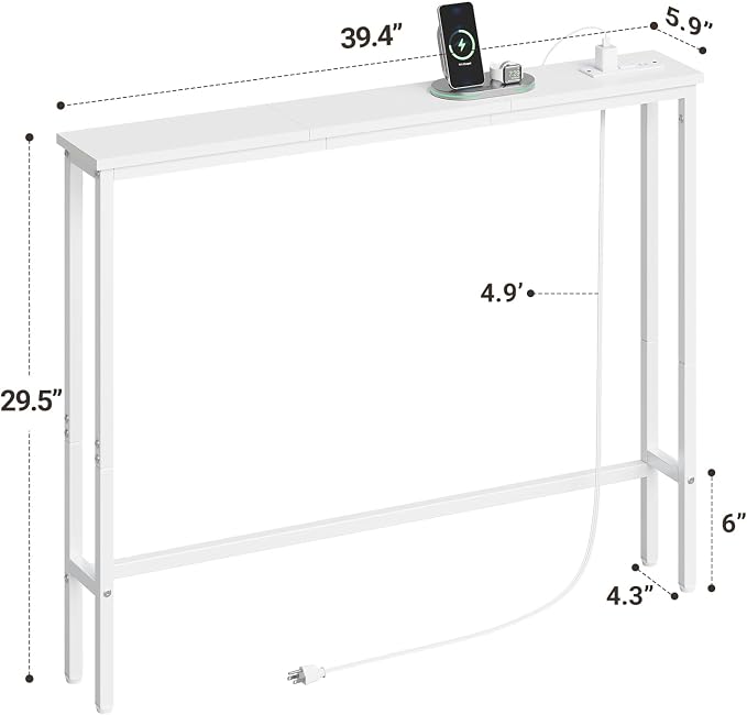 ELYKEN 5.9" Narrow Console Sofa Table - Image 3