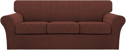 Turquoize 4 Piece Sofa Covers for 3 Cushion Couch Sofa Slipcover Soft Couch by Turquoize