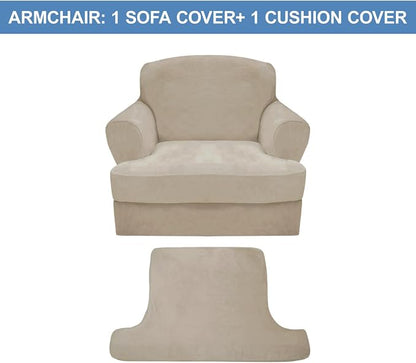 CUCRAF T Cushion Sofa Cover 2 Piece Armchair Slipcovers, Soft Thick Velvet - Image 5
