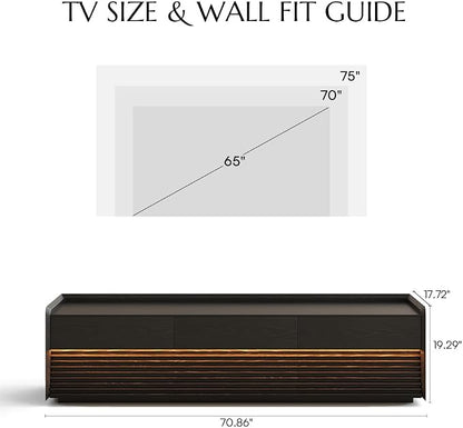 POVISON Fully-Assembled Mid Century Modern TV Stand, 70.87" Entertainment Center - Image 4