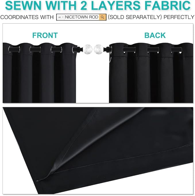 NICETOWN Cold Blocking 100% Blackout Curtains, Durable Black Lined Blackout - Image 4