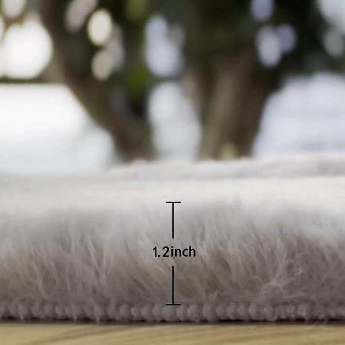 ORINOVA Silver Grey Round Rugs 8ft Shag Washable Area Rugs - Image 3