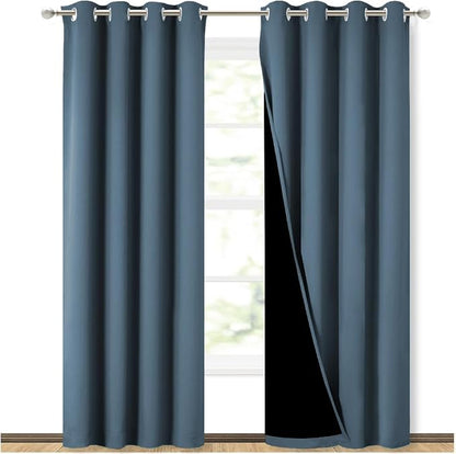 NICETOWN 100% Blackout Curtains 84 inches Long, Smoky Blue, 52 inches Wide by NICETOWN