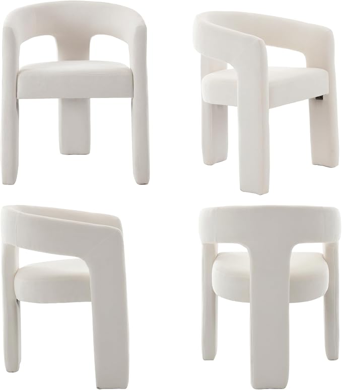 Modern Chenille Barrel Dining Chair Upholstered Fabric Dining Room Chair - Image 10