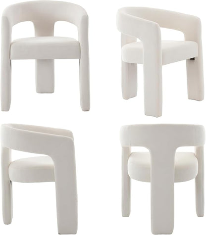 Modern Chenille Barrel Dining Chair Upholstered Fabric Dining Room Chair - Image 10