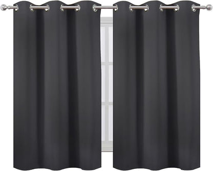 Dark Grey Blackout Curtains/38 x 54 Inch/Set of Two Panels Grommet Living Room - Image 2