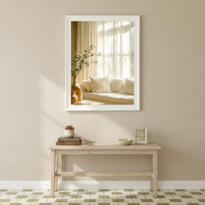 White Mirror for Bathroom, Rectangle Rustic 30 x 36 inch Vanity Mirror for Wall - Image 7