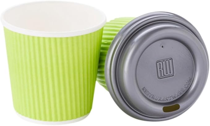 Restaurantware-4 Ounce Disposable Coffee Cups, 500 Ripple Wall Hot Cups For Coffee - Lids Sold Separately, Rolled Rim, Green Paper Insulated Coffee Cups, For Hot Coffee, Tea, And More