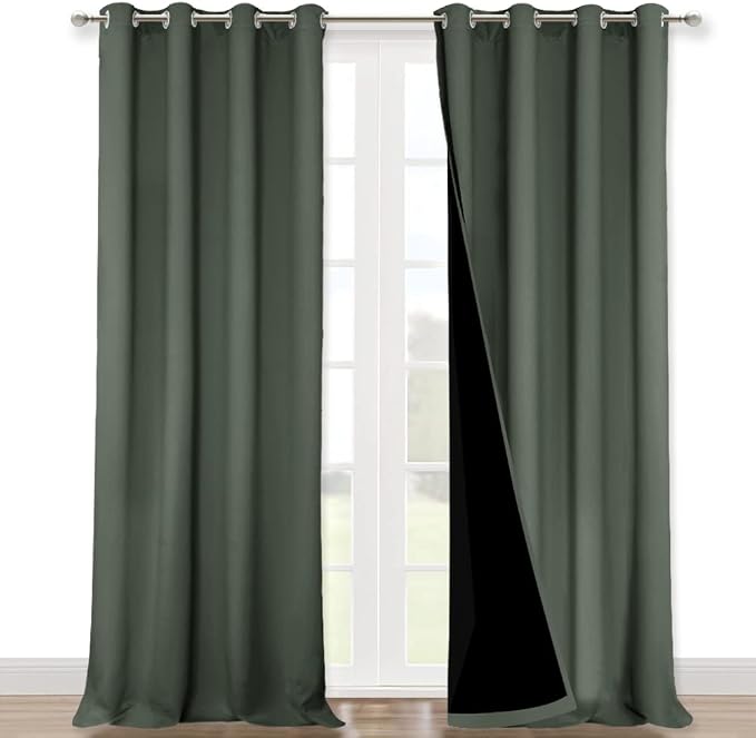 NICETOWN Full Shading Curtains for Windows, Super Heavy-Duty Black Lined by NICETOWN