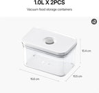 Premium Airtight Food Storage Containers, Rectangular 2PC(1.06qt), Smart One-Click Seal Lid, No Hinges, Patented Double Silicone Lining, 100% Leak Proof, BPA-FREE, Dishwasher, Microwave Safe