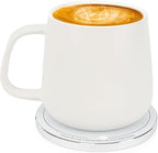 APEKX Self-Heating Ceramic Coffee Mug - Stable 130°F Temperature, 15W Wireless Phone Charging, 12.8 fl oz Capacity - USB-C Enabled. (White)