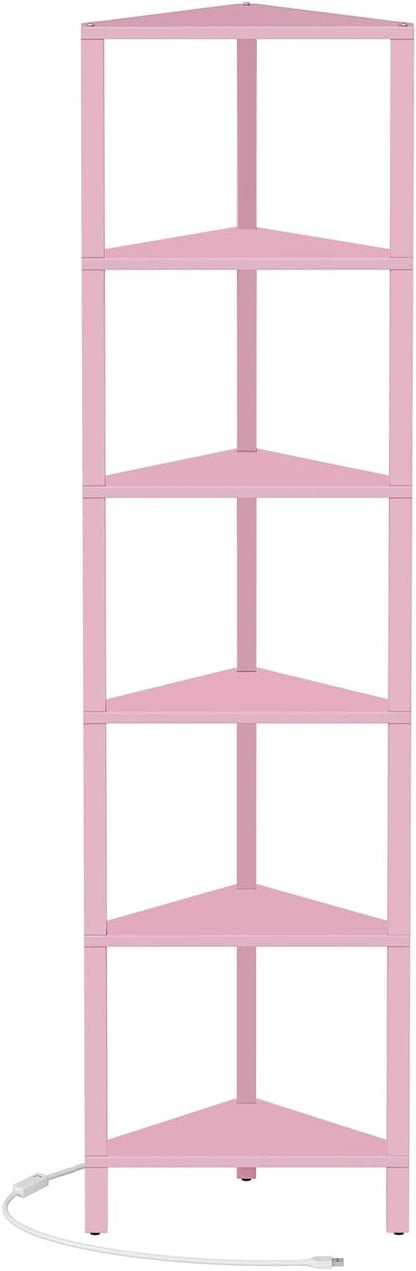 TUTOTAK Corner Shelf with LED Light, 6-Tier Corner Bookshelf - Image 7