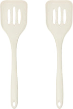 Silicone Slotted Turner Set – 2-Piece Set of Turner Spatulas for Eggs and Pancakes – Kitchen Tools and Accessories with Comfortable Handles, Heat-Resistant Utensils for Cooking & Baking – Cream