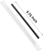 [400 Pack] Chunspak 5.75 inch Disposable Black Paper Cocktail Straws, Paper Bar Stirrers - Individually Wrapped