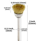 20PCS Brass Wire Brushes - Metal Rust Removal, Cleaning, and Polishing - 15mm Diameter, 1/8″ (3mm) Shaft - Removes Burrs, Dust, and Oxide Layer - Handles Rough Surfaces - Rotary Tool Accessories