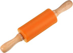 HARFINGTON Silicone Rolling Pins for Baking 9 Inch Wooden Handle Non Stick Rolling Pin Small Roller Playdough Rolling Pins for Dough Pizza Pastry Fondant Kitchen, Orange