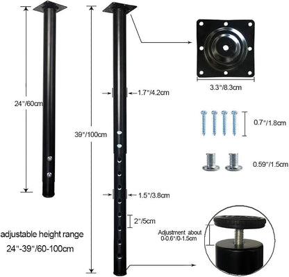 QLLY Adjustable Metal Table Leg, 24-40 inch, Home Office DIY Desk Leg, - Image 2
