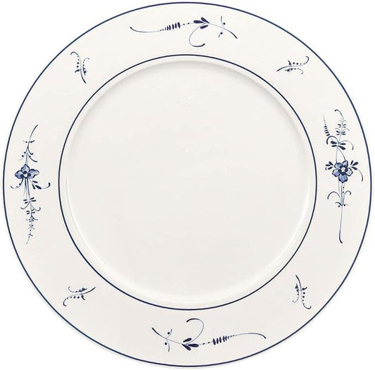 Villeroy & Boch Old Lu x Embourg Service Plate, 30 cm, Premium Porcelain, White/Blue
