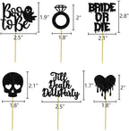 Halloween Bachelorette Cupcake Topper Boo To Be Ring Bride Or Die Skull Heart Blood Glitter Food Picks Horror Ghost Engagement Party Decorations Black
