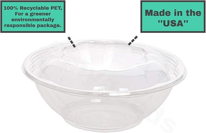 Smygoods Disposable Plastic Salad Bowls with Airtight Lids Ideal for Meal Prep, Takeout, Catering, Parties, Picnics, and Food Storage, Stackable, Leak-Proof