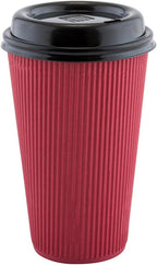 Restaurantware 12 Ounce Double Wall Disposable Coffee Cups, 500 Insulated Crimson Paper Tumblers with Rolled Rim Design, Lids Sold Separately for Hot Drinks like Tea, Hot Chocolate and More
