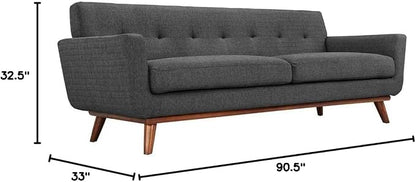 Modway Engage Mid-Century Modern Upholstered Fabric Sofa in Gray - Image 2