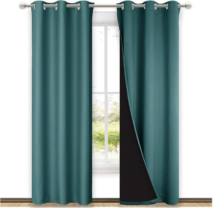 NICETOWN Sea Teal Full Shade Curtain Panels, Pair of Thermal Insulated & Energy by NICETOWN