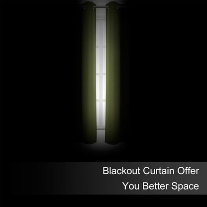 Blackout Curtains 66 x 72 Inch Long Olive Green Curtains Set of 2 Panels Room - Image 3