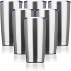 20oz Tumbler Bulk Stainless Steel Vacuum Insulated Tumblers with Lid Double Wall Travel Mug, Powder Coated Coffee Cup, Suitable for Ice Drinks and Hot Beverage(Stainless steel 6pack)