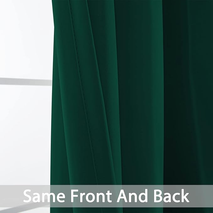 Yakamok Room Darkening Curtains 70x84 inch Length Dark Green-Living Room | 2 - Image 3