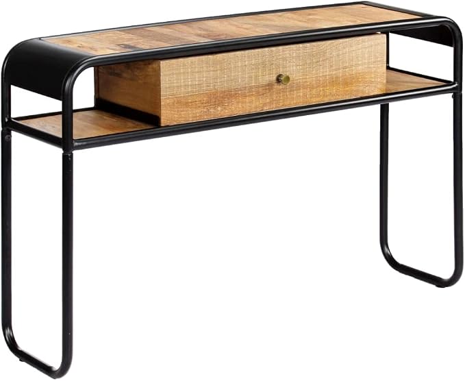 Console Table with 1 Drawer and 2 Compartments, 46.5"x11.8"x29.5" Solid Mango - Image 3