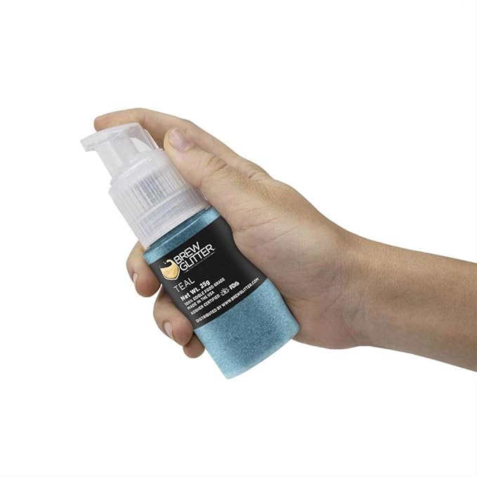 Teal BREW GLITTER Edible Glitter For Drinks, Cocktails, Beer, Garnish Glitter & Beverages | KOSHER & HALAL Certified | 100% Edible & Food Grade | Vegan, Gluten, Nut Free (25g Spray Pump, Teal)