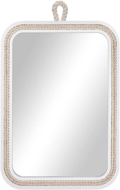 Nautical Rope Mirror Rectangle Wooden 22''Lx16''W White Decorative Mirror - Image 8