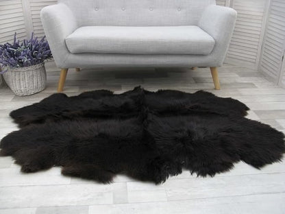HUAHOO Premium Genuine Sheepskin Rug Black Real Australia Sheepskin Natural - Image 6