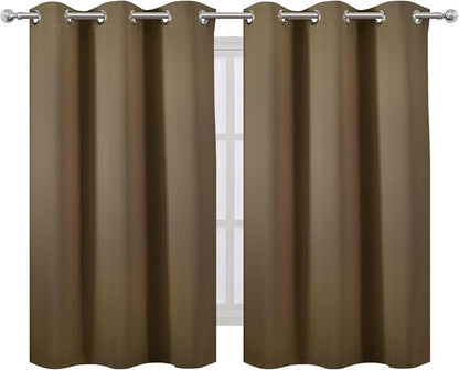 Brown Blackout Curtains 42 x 54 Inch Length Set of 2 Panels Grommet Bedroom - Image 2