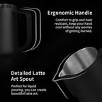watchget Milk Frothing Pitcher 250ml/8oz Stainless Steel Espresso Steaming Pitcher Milk Coffee Cappuccino Latte Art Barista Steam Pitcher Milk Frothing Jug, Black