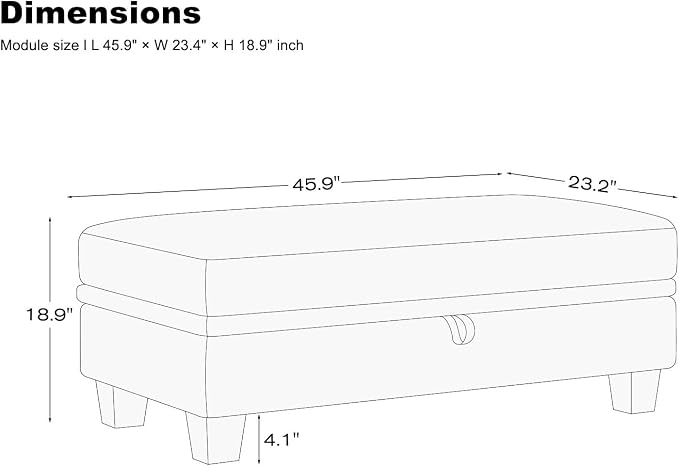 Belffin Fabric Large Ottoman - Image 2