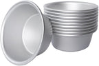 Aluminum Alloy Tart Pan, 3 Inch Cute Flan Mold, 10 Pieces Egg Tart Molds for Baking Pastel de Nata, Pie, Tartlet, Popover - Silver Tin