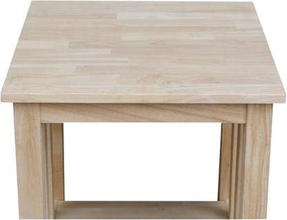 HomeStock Asian Tall End Table, Solid Parawood, 32 lbs, Butcher Block Surface - Image 2