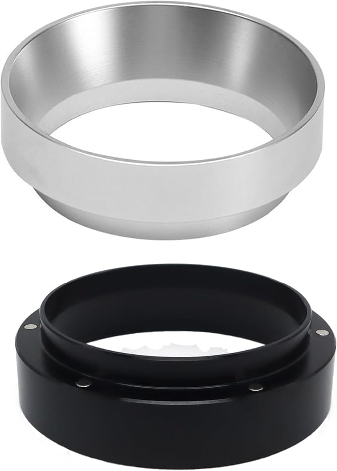 Aluminum Espresso Dosing Funnel - 51/53/58mm Coffee Dosing Ring for Home & Shop - Silvery