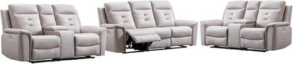 ANJ 3-Piece Faux Leather Power Recliner Sofa Set - Image 8