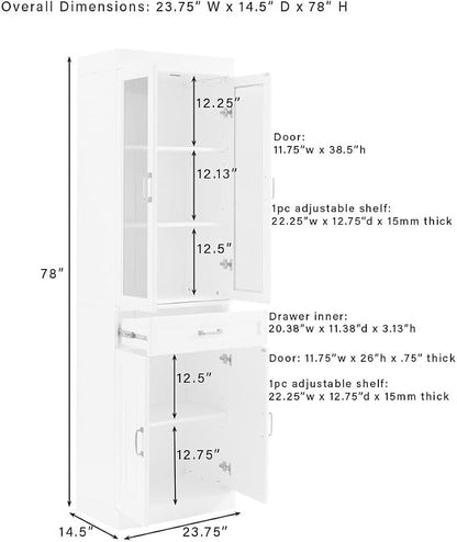 Crosley Furniture Stanton Glass Door Pantry Storage Cabinet - Image 3