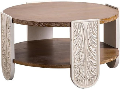 Carved Wooden Retro End Table, Double-Layer Storage Side Table - Image 8
