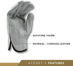 ATERET 12 Pairs X-Large Heavy Duty Durable Cowhide Leather Work Gloves I Driver Gloves for Truck Driving, Warehouse, Gardening, Farming