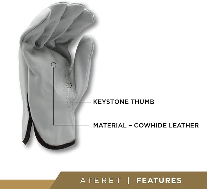 Heavy Duty Durable Cowhide Leather Driver Work Gloves for Truck Driving