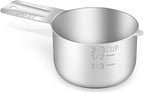 1PCS 2/3Cup (160ml, 5.3oz) Single Measuring Cup, Stainless Steel Measure Scoop, Metric and US Measurement, Dishwasher Safe