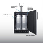 Summit 24" Undercounter Kegerator, Dual Tap Kit, Stainless Steel - SBC7BRS