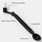 Coffee Grinder Cleaning Brush, Espresso Machine Brush Kit Wood Handle & Natural Bristles Wood Dusting Espresso Brush Set with Spoon for Bean Grain Coffee Tool (Pack of 5)